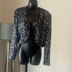 Sequin Vintage Bolero Black Jacket. Preloved